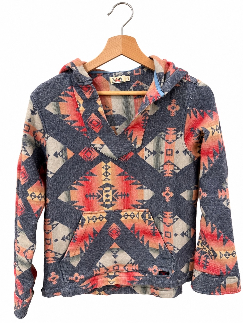 Faherty Aztec Pattern Hooded Pullover Sweater - Multi-Color